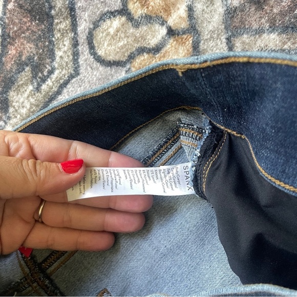 Spanx Distressed Denim Blue Jean Leggings Pull On Stretch High Rise - Picture 4 of 5